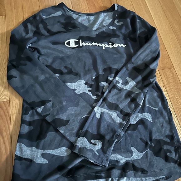 Champion Tops - Camo Champion authentic athleticwear size small top with logo on sleeve, too.